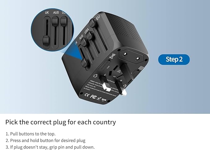 International Travel Adapter Voltage Converter to Step Down 230V to 120V for Hair straighteners, laptops, Cell Phones, Power converters from USA to UK, Europe, Australia Over 200