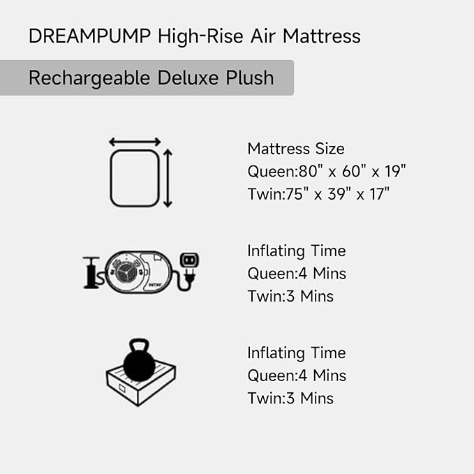 Twin Air Mattress with Built-in Pump Inflatable Mattress for Guests and Home, 17' Camping & Guests Fast & Easy Inflation/Deflation Inflatable Mattress oldable Blow Up Mattress with Storage Bag