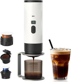 Portable Electric Espresso Machine, Travel Camping Coffee Makers, Car Self-Heating Coffee Maker with USB-C, Compatible with Ground Coffee & NS Capsules for RV/Office/Hiking