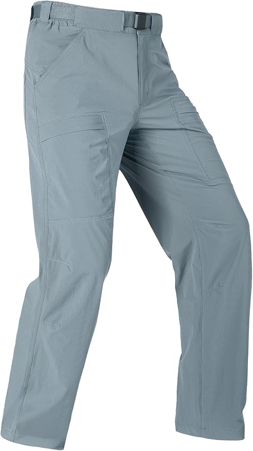 FREE SOLDIER Men's Outdoor Cargo Hiking Pants with Belt Lightweight Waterproof Quick Dry Tactical Pants Nylon Spandex