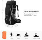 60L Lightweight Internal Frame Backpacking Hiking Backpack with Rain Cover for Men Women, Large Camping Backpack, Black