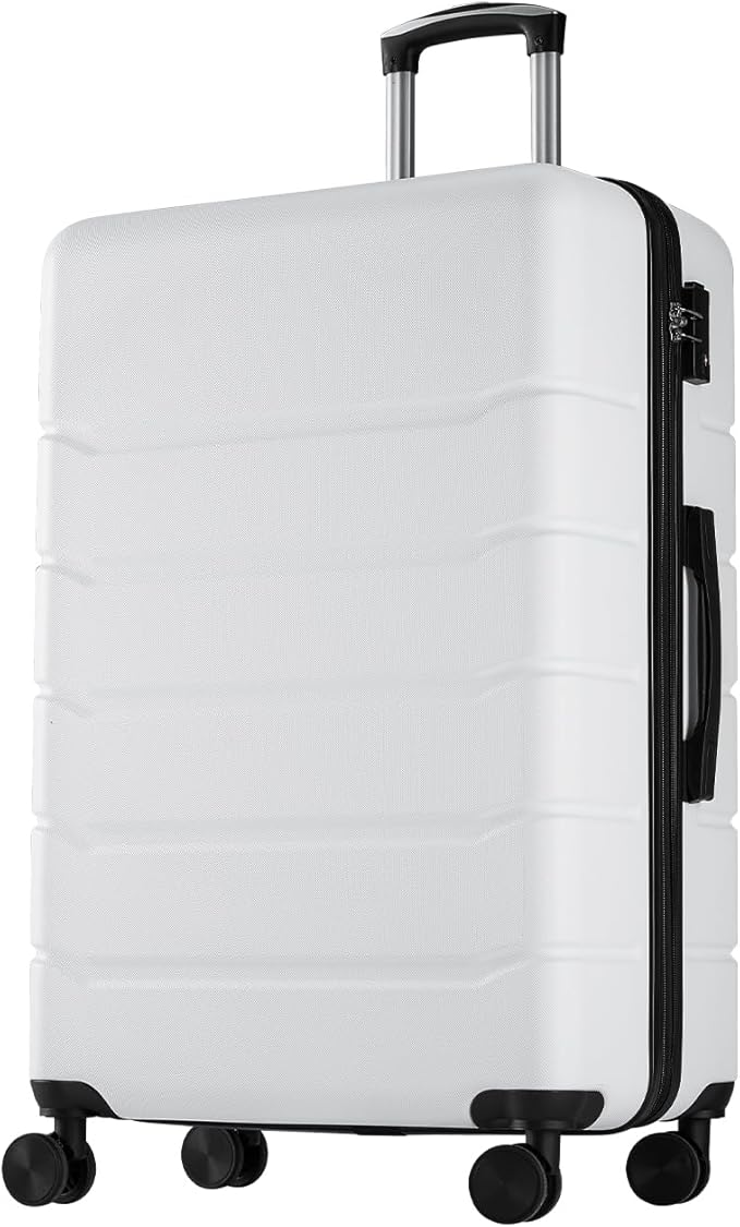 Sweetcrispy Carry on Luggage, Hard Shell ABS Suitcase with Double Spinner Wheels, Lightweight Expandable Rolling Suit Case with TSA Lock, 21 Inch Milky-White