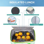 iknoe Large Cooler Bag Collapsible, 15L Insulated Bags, Leakproof Lunch Cooler Tote with Multi-Pockets for Adult, Insulated Lunch Box for Beach, Picnic,Work, Green Stripe 24-Can