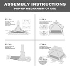 Beach Tent for 3-4 People, Pop-Up Beach Tent Automatic Setup, UV Protection, Extendable Floor, Ventilating Windows, Portable Outdoor Sun Shelter, Green