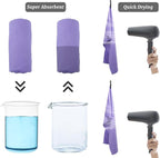 Rainleaf 2 Pack Microfiber Quick Dry Travel Towel, Super Absorbent Ultra Compact Lightweight Camping Towel for Gym, Hiking, Pool, Yoga - Violet