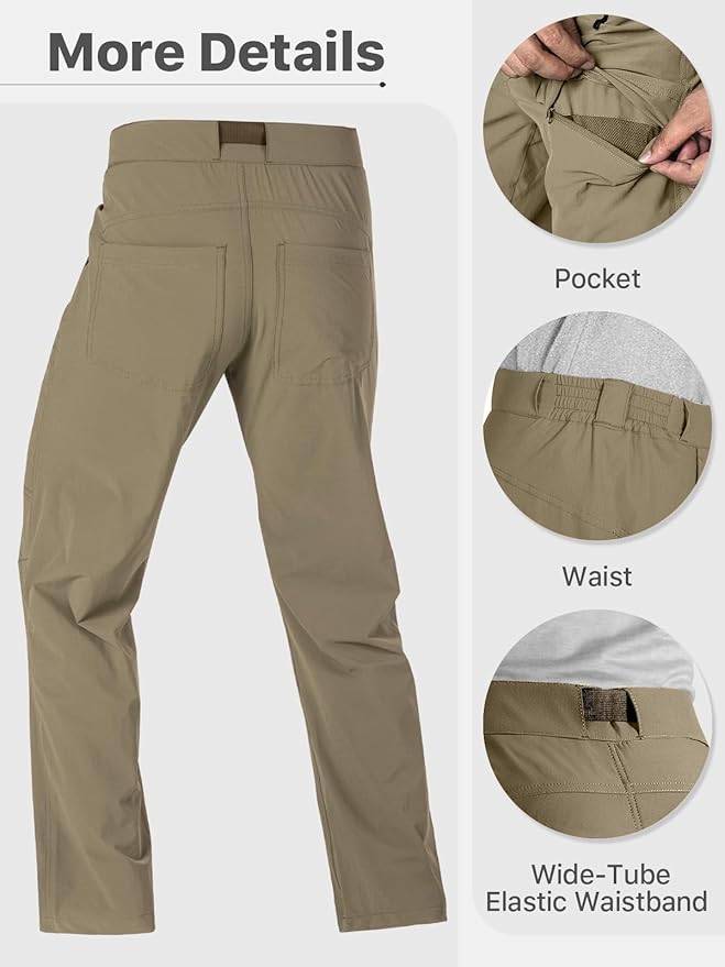 FREE SOLDIER Men's Outdoor Cargo Hiking Pants with Belt Lightweight Waterproof Quick Dry Tactical Pants Nylon Spandex