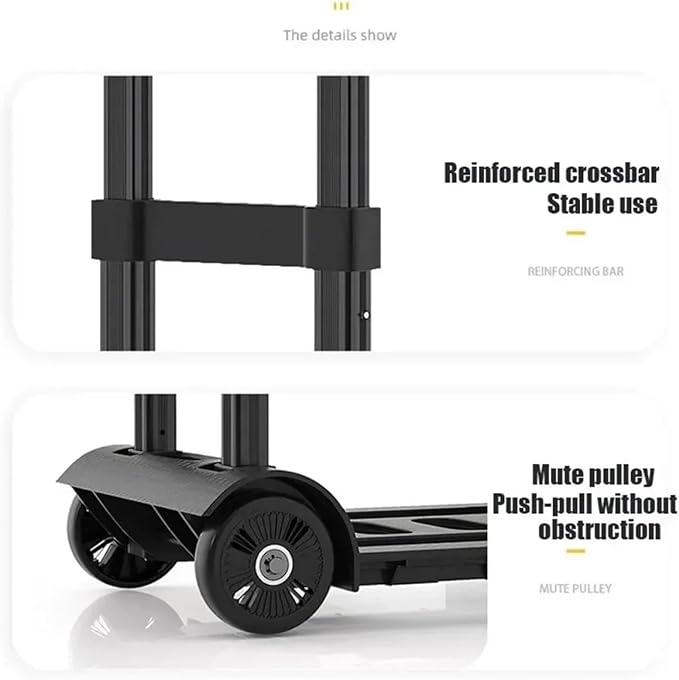 Portable Folding Hand Truck for Luggage Lightweight Adjustable Utility Cart Stair Climbing Shopping Trolley Express Cart for Suitcases and Storage (2 Wheel Iron)