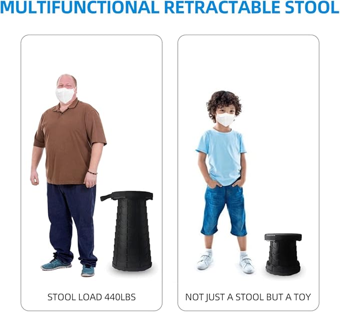 Upgraded Collapsible Stool,Load Capacity 440lbs, Lightweight Yet More Sturdy,Portable Retractable Folding Telescoping,Foldable Camping Stool for Camping Fishing Hiking BBQ