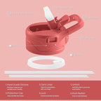 IDEUS Insulated Stainless Steel Water Bottle with 2 Leak-Proof Lids, Thermal Water Flask for Hiking Biking, 18oz, Red