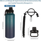 Volhoply Insulated Water Bottles Bulk 4 Pack,40 oz Stainless Steel Sports Bottle with Paracord Handle & Spout Lid,Double Walled Water Cups with Wide Mouth,Reusable Large Water Cup(Dark Night,4 Set)