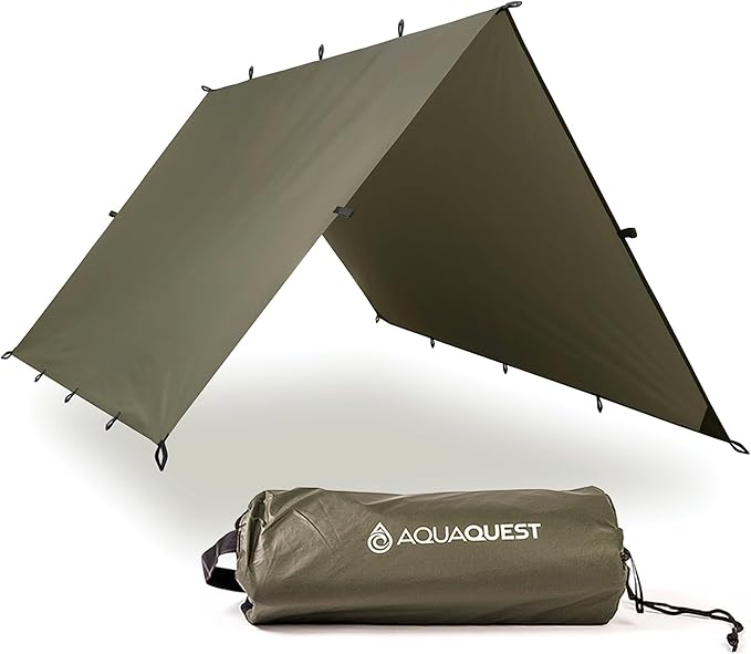 AquaQuest Defender Tarp – Heavy-Duty Waterproof (20,000 mm) Seam-Taped Rain Fly for Camping, Bushcraft & Survival