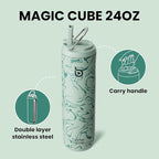 BOTTLE BOTTLE Insulated Water Bottle 24oz with Straw Lid and Handle for Sports Travel Gym Stainless Steel Water Bottles Double-Wall Vacuum Metal Leak Proof BPA-Free