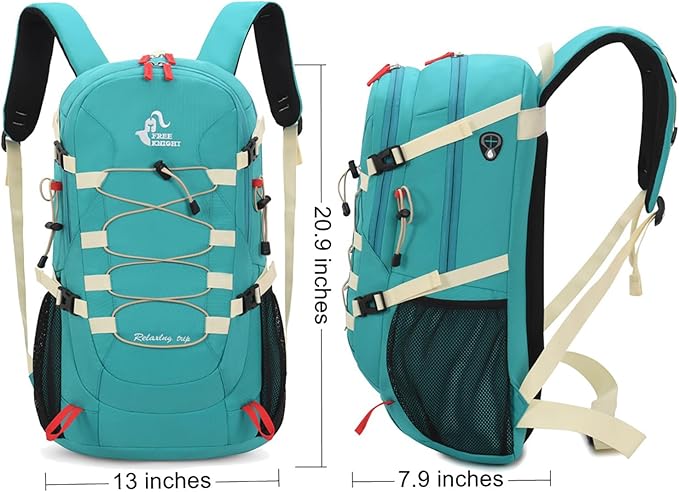 Bseash 40L Waterproof Hiking Backpack with Rain Cover, Outdoor Sport Travel Bag Daypack for Camping Climbing Skiing Cycling (Greenish-blue)