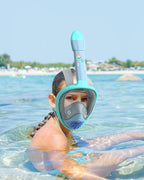 QingSong Kids Snorkel Mask Full Face, Snorkeling Set with Camera Mount, Foldable 180 Degree Panoramic View Snorkeling Gear Anti-Fog Anti-Leak