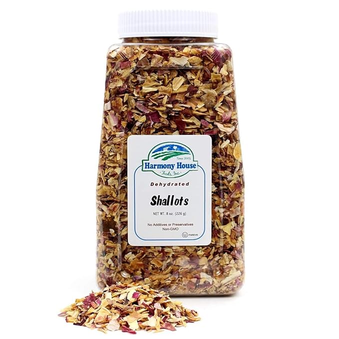 Harmony House Premium Dehydrated Shallots (8 oz, Quart Size Jar)