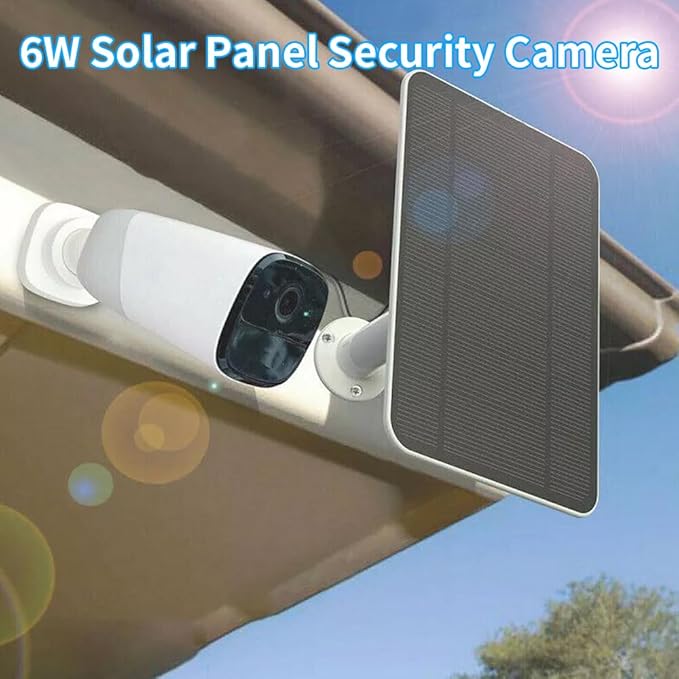 Solar Panel Charger for Security Camera, USB-C and Micro USB Port for Outdoor Rechargeable Battery Camera, 5V6W Fast Charging (2Pack)
