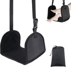 No Collapse Airplane Footrest with Extended Adjustment Strap- Airplane Foot Hammock with Memory Foam, Portable Adjustable Plane Leg Rest, Footrest Provides Relaxation and Comfort (Black)