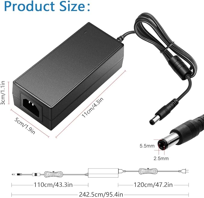 SHNITPWR 12V 5A 60W Power Supply Adapter AC DC Converter 100V~240V to 12 Volt 5 Amp Transformer 5.5x2.5mm Plug for 5050 3528 LED Strip Light 3D Printer LED Driver CCTV Security System LCD Monitor