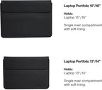 RAINS Laptop Portfolio 13"/14'' – Black Waterproof Protective Computer Case with Soft Lining, Flap Closure, Fits 14" Laptop – Water Resistant & Repellent – 2 Year Warranty