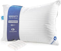 Continental Bedding | Serenity Goose Down Pillow | 700 Fill Power Hungarian White Down | 400TC Cotton Damask Shell | Made in USA | Standard, Medium with Protector