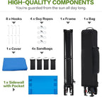 10'x10' Pop Up Canopy Tent with 1 Sidewall and 6 Pockets, One Push Setup, Instant Shade Tent with Vented Roof for Beach Patio Outdoor, Case, 8 Stakes, 4 Ropes, 4 Sandbags (Blue, 10x10)