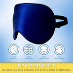 Silk Sleep Eye Mask for Men Women, Comfortable Super Soft Eye Mask with Adjustable Strap, 100% Pure Silk, Blocks Light, Jersey Slumber (Blue, 1 Count (Pack of 1))