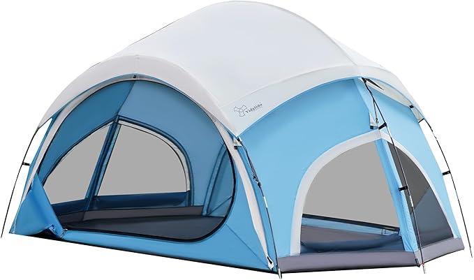 Vidalido 3-4 Person Camping Tent with 2 Large Mesh Door 4 Mesh Window Family Tents, Double Layer Waterproof Portable Easy Setup Camp Tent, Canvas Dome Tents for Camping Outdoor Hiking and Backpacking
