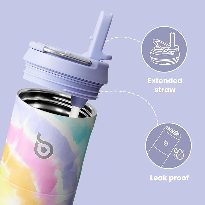 BOTTLE BOTTLE Insulated Water Bottle 24oz with Straw Lid and Handle for Sports Travel Gym Stainless Steel Water Bottles Double-Wall Vacuum Metal Leak Proof BPA-Free