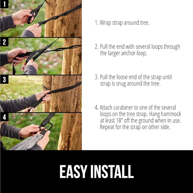 GORILLA GRIP Durable Portable Camping Hammock, Holds 500lbs with Heavy Duty Tree Straps, Comfortable Travel Swing, Camp Hammocks, Easy to Use and Install, Outdoor Essentials, Green, 10x6.5 FT