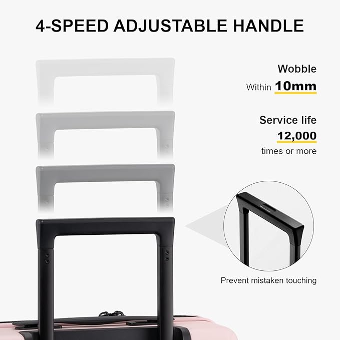 LEVEL8 Pink Suitcase with Spinner Wheels, Carry on Luggage Airline Approved, Suitcase for women Men, Lightweight Luminous Textured, Tsa Lock, 20 Inch