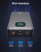 140W Power Bank, 25000mAh Laptop Portable Charger with Smart Digital Display, PD3.1 Fast Charging Battery Pack for MacBook Dell XPS iPad Tablet Steam Deck iPhone 16/15 Series Samsung Switch, Silver