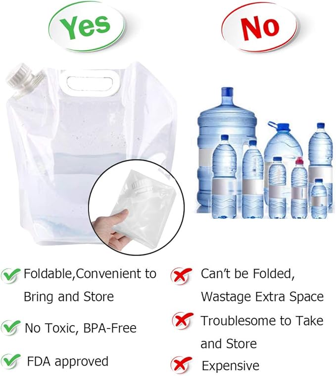 SUPANT Collapsible Emergency Water Jug Container Bag, Freezable, BPA Free Plastic Water Carrier Tank, Outdoor Folding Water Bag for Sport Camping Riding Mountaineer Backoacking, Food Grade