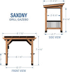 Backyard Discovery Saxony 8' x 5' Cedar Wood BBQ Grill Gazebo Pavilion with Hardtop Galvanized Steel Roof, Bar Tops, Powerport, Snow Support, Wind Resistance, Cook Station for Outdoor Patio or Deck