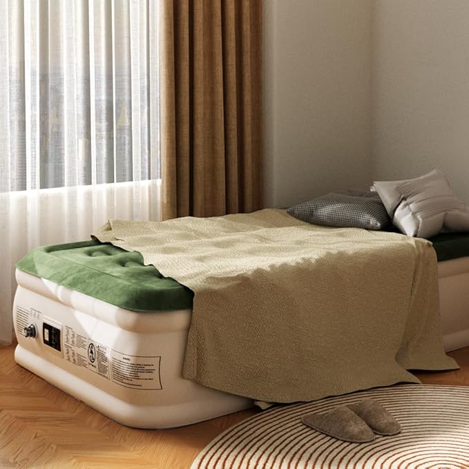 Air Mattress with Built in Pump - Upgraded Twin Blow Up Mattress, 2 Mins Quick Self Inflatable with Double Air Chamber,18"/550lbs Max, Strong Support, for Camping,Home,Guests,Portable Travel