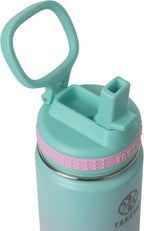 Takeya Actives Water Bottle with Straw Lid - Durable & Easy-Care Water Bottle with Stainless Steel Insulation - BPA-Free Lid with Carry Handle & Straw - Dishwasher-Safe - 18 oz, Ombre Dream