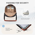 LOVEVOOK Laptop Backpack for Women with Giant Tumbler Holder Pocket,17 Inch Puffer Travel College Work Backpack Purse for Teacher Nurse,Waterproof Laptop Bag Computer Back Pack Daypack,White-Khaki
