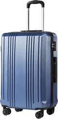 Coolife Luggage PC+ABS Hardshell Suitcase with TSA Lock, Spinner Checked Lightweight (ice blue, M(24IN))