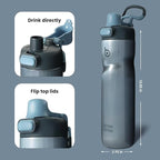 BOTTLE BOTTLE Insulated Water Bottle 24 oz with Handle and Flip Tops Lids Stainless Steel Water Bottle Push Button Lid Leak proof Portable for Running Travel Sports Hiking blue