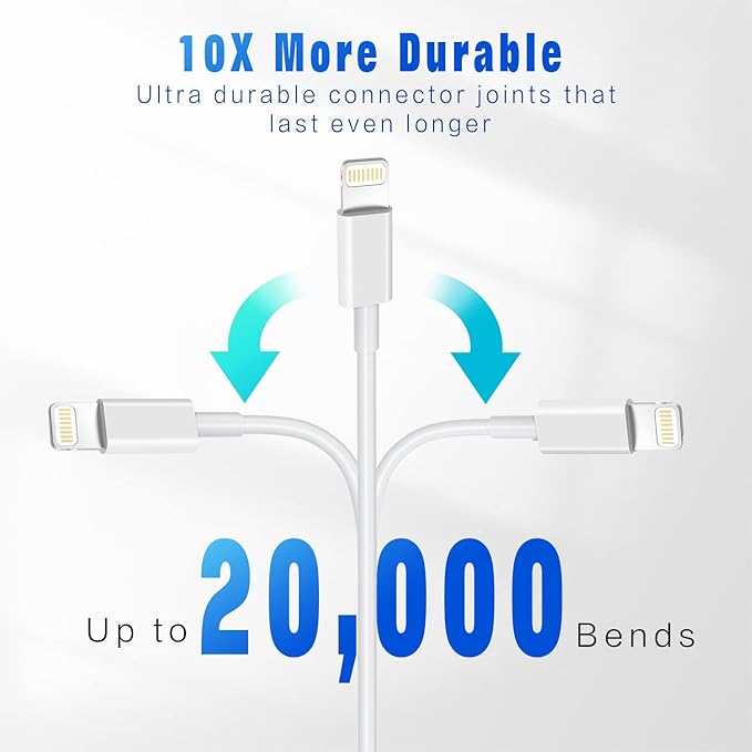 iPhone Charger 3Pack 6FT MFi Certified USB A to Lightning Cable Fast Charging Cords Apple Charger Compatible with iPhone 14 13 12 11 XS XR X Pro Max Mini 8 7 6S 6 Plus 5S SE iPad iPod Airpods