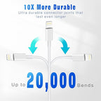 iPhone Charger 5Pack 6FT MFi Certified Lightning Cable Fast Charging Cords Apple Charger Compatible with iPhone 14 13 12 11 XS XR X Pro Max Mini 8 7 6S 6 Plus 5S SE iPad iPod AirPods