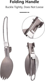 Titanium Camping Cookware Cup/Burner Combination 500ml Titanium Cup with Foldable Handle & Lid Spork Spoon Alcohol Stove Windscreen, Camping Cooking Stove and Cup Set for Backpacking