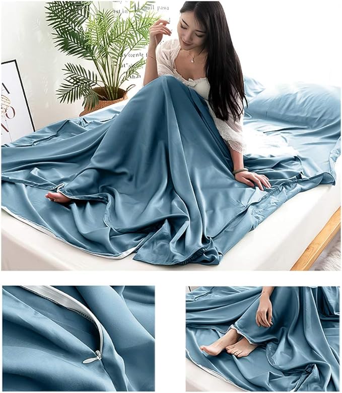 Sleeping Bag Liner Lightweight Compact Sleeping Bag Sack Portable Clean Travel Sheet Camping Sleep Sheet for Backpacking Hotel Hiking