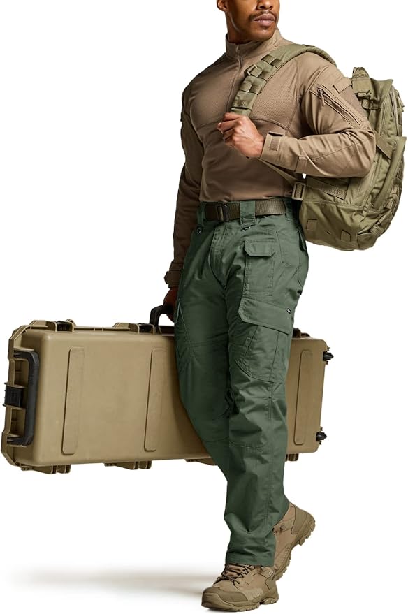 CQR Men's Tactical Pants, Water Resistant Ripstop Cargo Pants, Lightweight EDC Work Hiking Pants, Outdoor Apparel