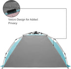 Oileus X-Large 4 Person Beach Tent Sun Shelter - Portable Sun Shade Instant Tent for Beach with Carrying Bag, Stakes, 6 Sand Pockets, Anti UV for Fishing Hiking Camping, Waterproof Windproof, Sky Blue