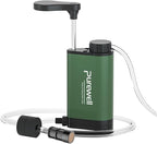 Purewell Water Purifier Pump with Replaceable Carbon 0.01 Micron Water Filter, 4 Filter Stages, Portable Outdoor Emergency and Survival Gear - Camping, Hiking, Backpacking