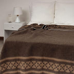 Thick Alpaca Wool Blanket Heavyweight Camping Outdoors Indoors Soft Peru Twin Size New Ethnic Design (Dark Brown/Soft Camel 2, Twin Size)