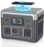 Portable Power Station 600W 665.6Wh LiFePO4 Battery Backup Solar Generator with 2x 600W AC Outlets(Surge 1800W),LED Lights,Music Player&UPS Function for Home,RV,Campinp