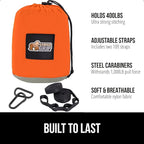 GORILLA GRIP Durable Portable Camping Hammock, Holds 400lbs with Heavy Duty Tree Straps, Comfortable Travel Swing, Camp Hammocks, Easy to Use and Install, Outdoor Essentials, Orange, 9x4.5 FT
