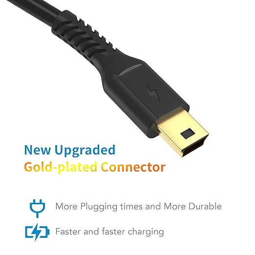 3ft Mini USB Cable, Standard USB 2.0 to Mini B Male Charger Cord Durable USB Mini to USB Charging Cable Compatible with PS3 Controller, MP3 Player, Camera, Dash Cam, Garmin GPS, Hero 3+(Black)