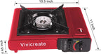 Vivicreate 8500 BTU Portable Butane Gas Stove for Camping Cooking Outdoor, Lightweight Portable Stove Burner with Auto Ignition, Estufa de Gas Portátil para Camping al Aire Libre(Red)